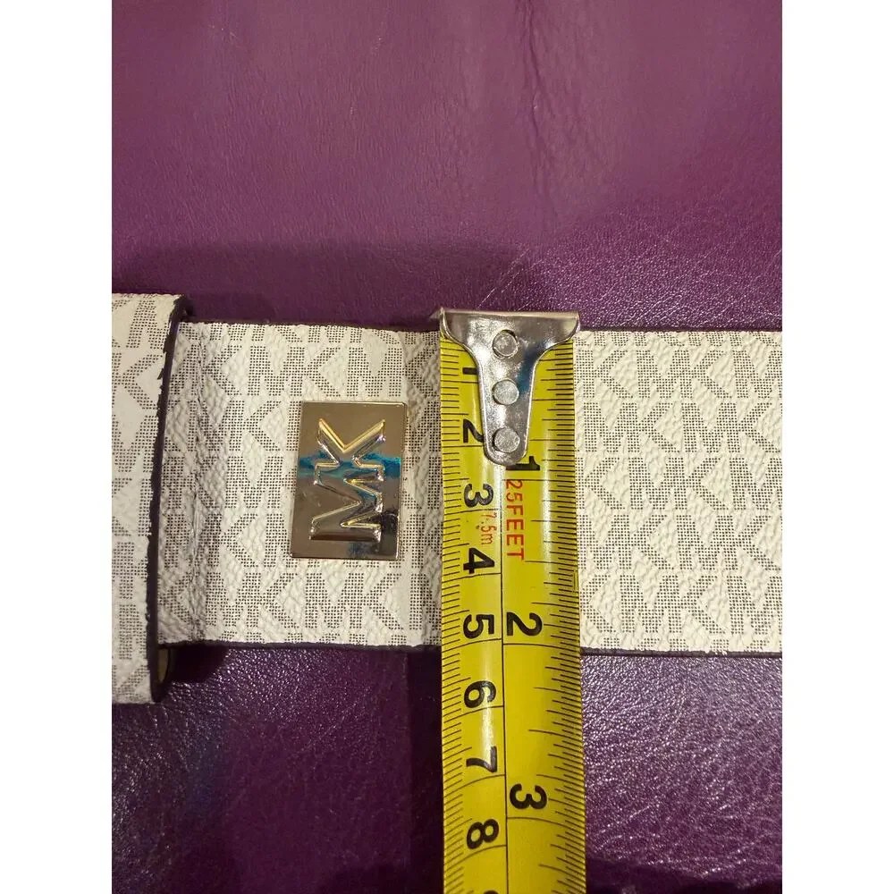 Michael Kors NWT women's stretch belt white signature logo monogram design S/M